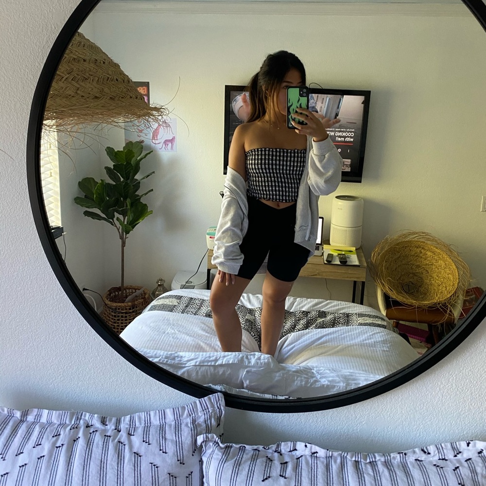 Black + White Plaid Tube Top from Brandy Melville